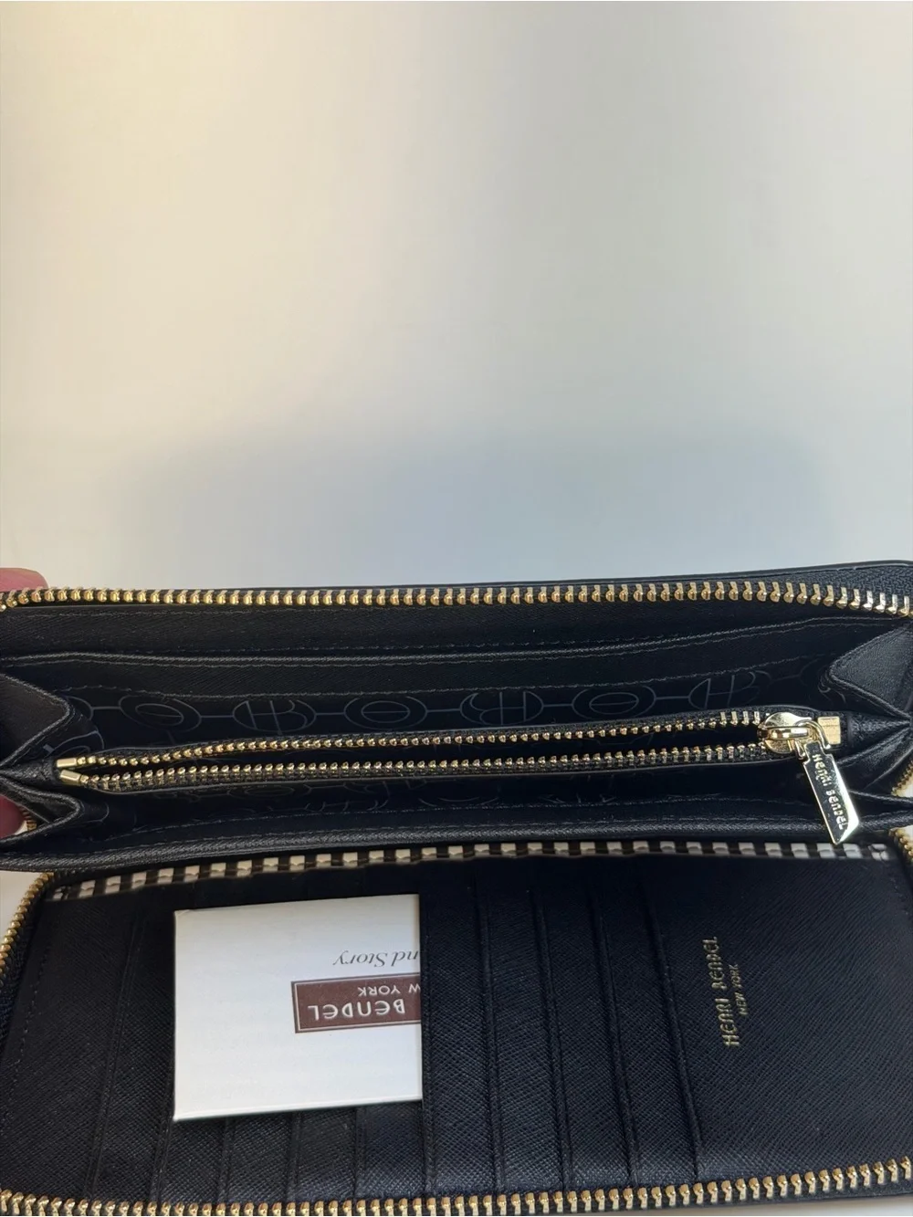 Henri Bendel Military Patches Saffiano Leather Zippy Wallet Rare Limited